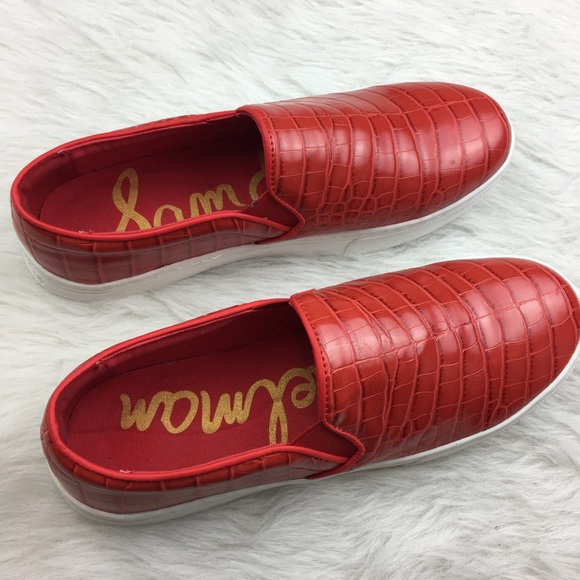Sam Edelman red crocodile slip on sneaker shoe - Picture 4 of 8